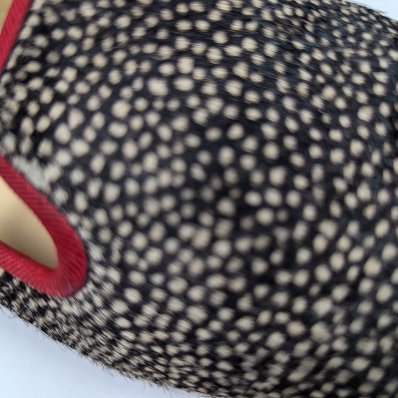 Cole Haan size 7 Calf Hair Speckled Loafers Slip On Red Trim Flats Old Money - Picture 4 of 12